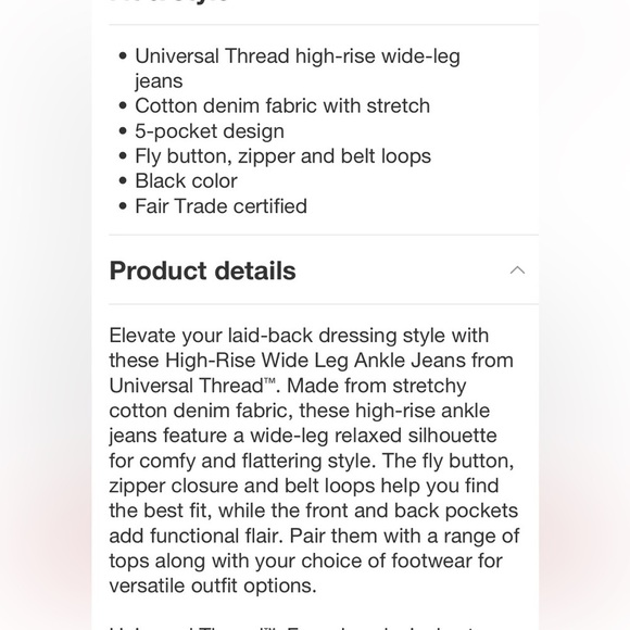 Women's High-Rise Sailor Wide Leg Ankle
Jeans - Universal Thread™ White new 🆕 - Picture 4 of 5